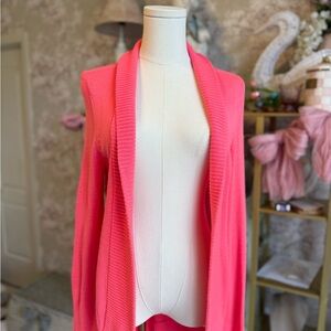 Lilly Pulitzer Coral Pink Open-Front Cardigan